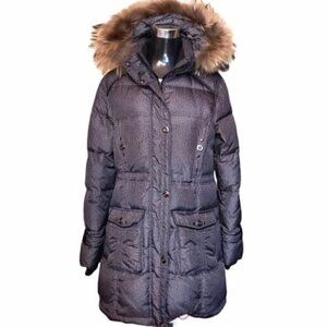 Timeless Winter Chic M-COLLECTION Fur Hooded Puffer Coat Elegant